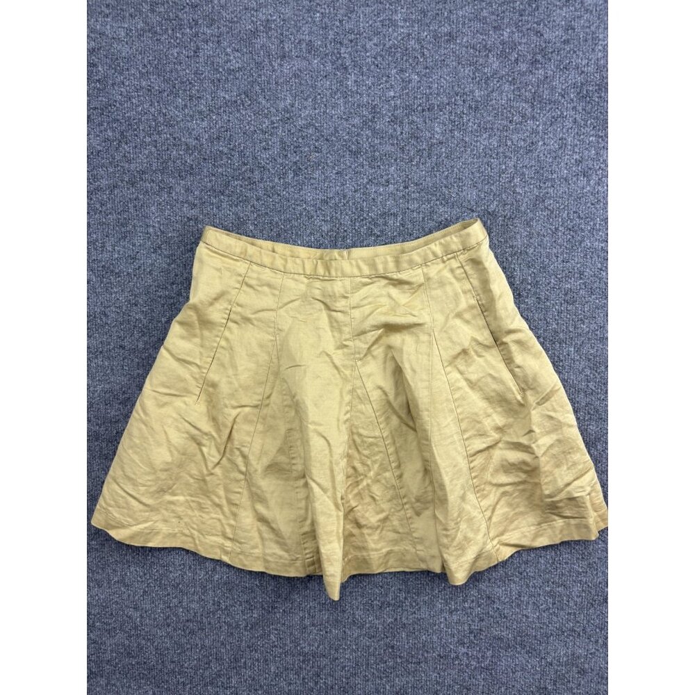 J Crew Skirt Womens 2 Beige Linen‎ Cotton A-Line Short Lined Pockets Casual